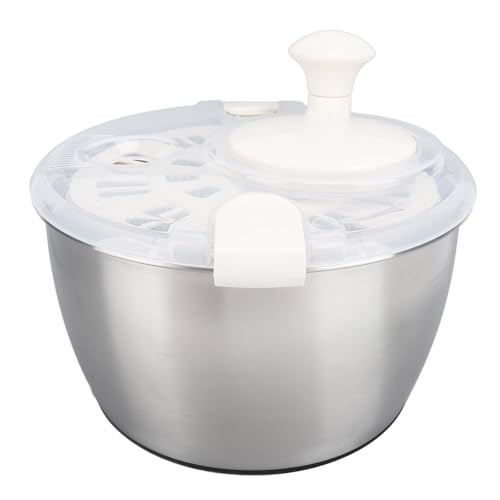 Salad Spinner Lettuce Dryer, Stainless Steel Salad Spinner 5L Multifunctional Lettuce Spinner Vegetable Dryer with Lid Drain Bowl Colander for Home Kitchen