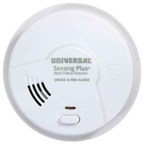 Universal Security Instruments Sensing Plus Multi Criteria Kitchen Smoke and Fire Alarm With 10 Year Tamper Proof Sealed Battery (AMIK3051SC)