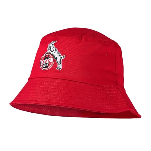 1. FC Köln Fischerhut Fischerweg Rot Offizieller FC Köln Bucket Hat mit Logo Fan Hut Stadion Festival Sommer Fischerhut Herren Damen Bundesliga Fanartikel