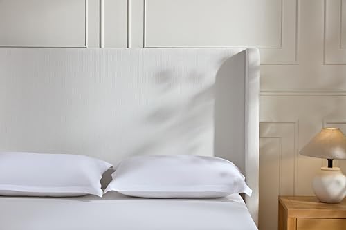GDFStudio Tall Headboard Upholstered Bed,Queen Size Platform Bed Frame with Headboard Wingback,54" High No Box Spring Needed Easy Assembly Elegant Simplicity Cream White Chenille by GDFStudio - Image 4