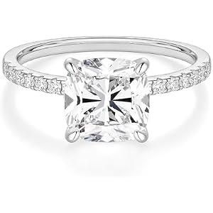 EAMTI 925 Sterling Silver Engagement Rings for Women Cushion Cut Size 3-11