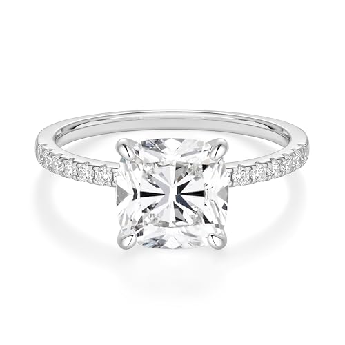 EAMTI 3.5CT Engagement Rings for Women Cushion Cut Cubic Zirconia