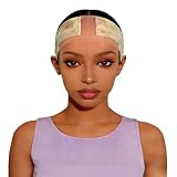 Prudenp Lace Wig Grip Band for Glueless Wig, Adjustable Velvet Wig Grip Band for Lace Front Wigs with Non-Slip Silicone Strip, Wig Melting Band for Women Elastic Wig Band (Beige)