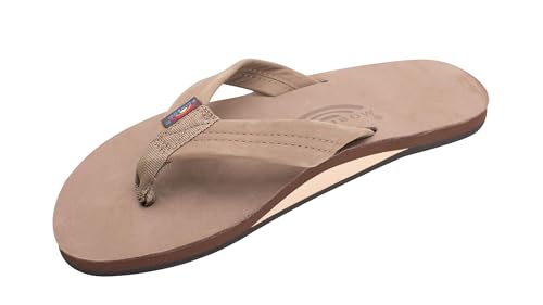 Rainbow Sandals Men's Premier Leather Single Layer Wide Strap with Arch, Dark Brown, Men's Medium /...