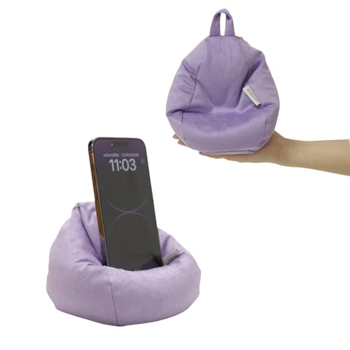Tusrai 2pcs Cover of Bean Bag Phone Holder (No Filler) Ultra Soft Micro Suede Anti Slip Cell Phone Pillow Holder Lavender Purple