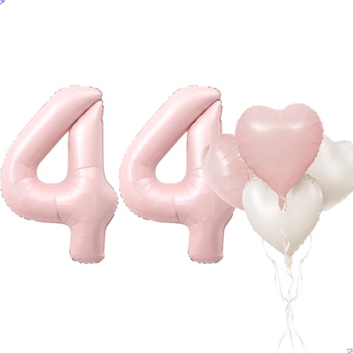 Pink 44 Balloon Number Pastel Pink 44th Birthday Party Decorations for Girls, 40inch Big Dusty Pink Balloon Foil Mylar 44 Birthday Balloon for 44th Birthday Anniversary Decorations (Number 44 Balloon)