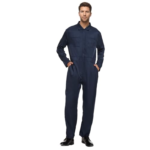 ZUADOKL Adult Navy Blue Jumpsuit Costume Men Halloween Cosplay Horror Killer Coveralls (Blue X-Large)