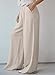 Dokotoo Women's Wide Leg Pants Casual Back Elastic Comfy Lightweight Linen Blend Palazzo Pants for Women Loose Solid Button Dress Pants Fall Fashion Trousers with Pockets Resort Wear Beige Large