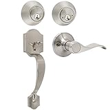 Probrico Transitional Handleset and Deadbolt Double Cylinder for Exterior Entry Door, Two Keyhole...