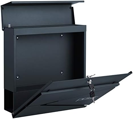 SONGMICS Modern Mailbox, Lockable Wall-Mounted Post Letter Box with Newspaper Holder, Easy to Install, Anthracite Grey GMB051G02