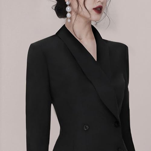 Women's Blazers or Suit Jackets, Button Front Long Sleeve Lapel Stretch Casual Blazer Dress, Slim Waist Office Suit Jacket4