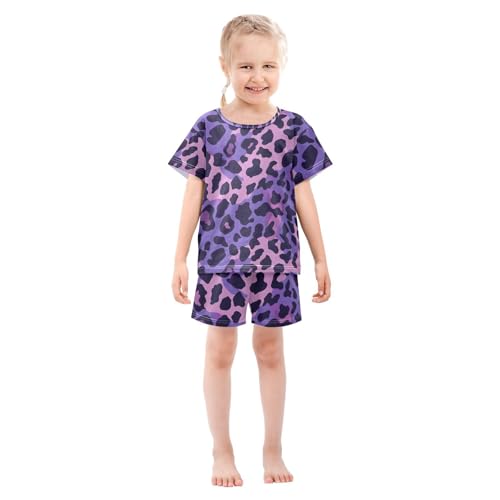 ALAZA Leopard Animal Print Pajamas Short Sleeve 2 Piece Sleepwear Top and Bottom Pajama Set Unisex3