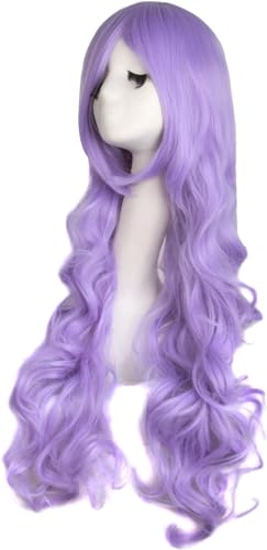 Colorfulpanda 32inch 80cm Long Wavy Curly Full Hair Purple Cosplay Wig for Women Ladies Harajuku Anime Style Halloween Costume Party or Daily Use - Image 2