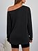 Trendy Queen Womens Tops Oversized Tshirts Off The Shoulder Long Sleeve Shirts One Shoulder Fall Outfits 2025 Casual Basic Tees Asymmetrical Going Out Y2K Cute Fashion Clothes Black M