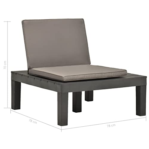 Chaise longue de jardin empilable anthracite avec dossier confort 78cm - 3