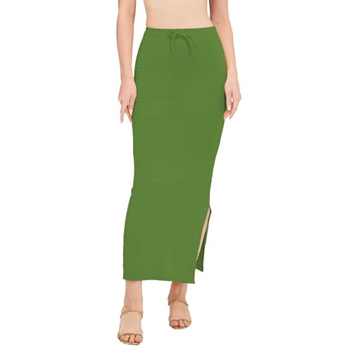 Image of DESI GIRL Cotton Lycra Stretchable Saree Shapewear Petticoat with Drawstring for Women | Fishcut Saree Petticoat with Side Slit for Easy Movement | Saree Shaper | Long inskirt