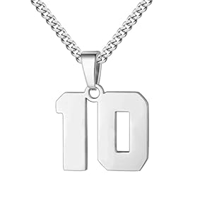 Number Necklace for Boy 0-99 Athletes Jersey Number Necklace Stainless Steel Chain 22+2 inch Personalized Number Charm Pendant Inspirational Jewelry Basketball Baseball Football Gift for Men