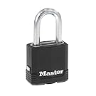 Master Lock Magnum Heavy Duty Outdoor Padlock with Key, Weather Resistant Body and Cut Safe Shackle Make Lock Perfect for Fences, Gates, Sheds, M115XDLF,Black