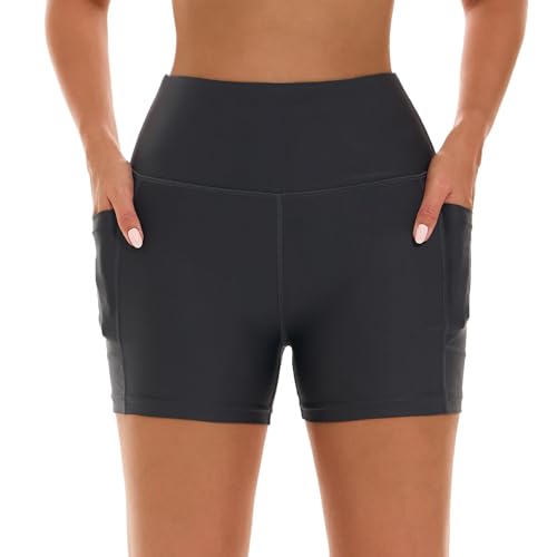 Image of HODOSPORTS Women's 3'' /5'' /7'' /9'' /12'' Swim Board Shorts UPF50+ High Waisted Quick Dry Swimsuit Bottoms with Pockets Liner