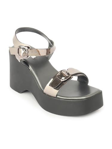 Image of ELLE Women Classic Wedges Heel Sandal with Buckle details