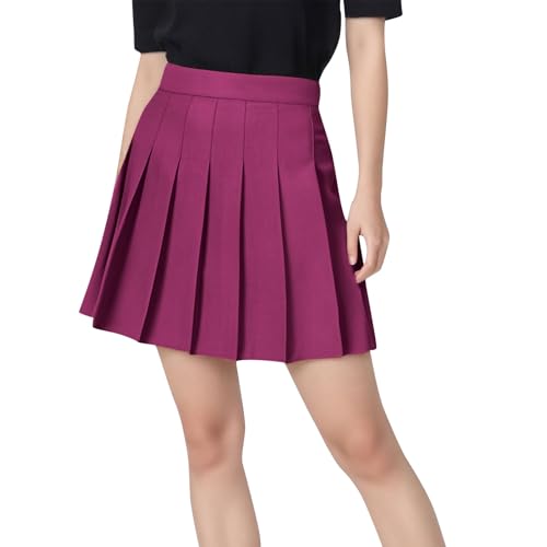 Saia plissada de corte alto A Line Basic for Women Mini Petite Loose Fit Skirt Women 2025, A-631 Ros