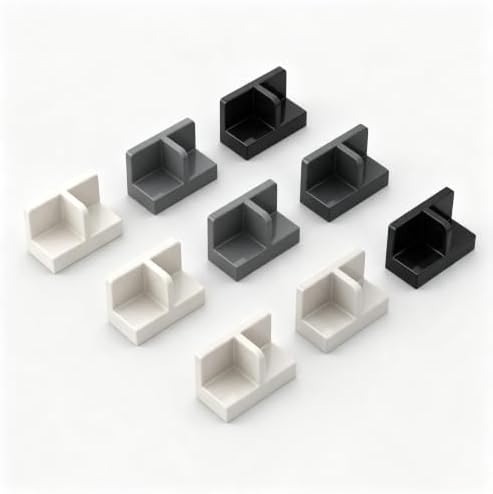 30 Pieces Black White Dark Bluish Gray Assortment, High-Precision MOC Building Bricks Replacement Parts Compatible with Lego Bricks, 93095 Panel 1X2X1 with Rounded Corners and Central Divider