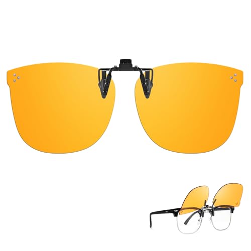 Image of TJUTR Clip On Blue Light Blocking Glasses for Big Prescription Glasses, Anti Eyestrain, Ideal for Computer Gaming TV