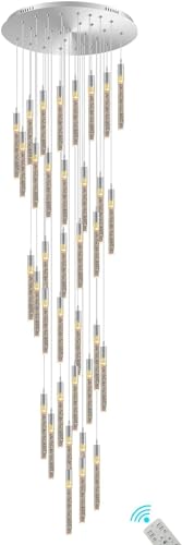 Flashing God H150 High Ceiling Chandelier 36-Lights Chrome Chandeliers for