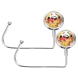 COLLBATH 2 Stück Metall Taschenhaken mit Panda Muster Kleiner Handtaschenhalter für Schreibtisch Tragbarer Rucksack und Taschenaufhänger für Büro und Zuhause