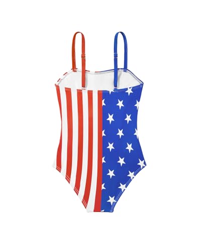 Century Star Girls Swimsuit Bathing Suit Teen One Piece Swimsuits Adjustable Straps Cut Out Quick Dry Swimwear American Flag 10-11 Years2