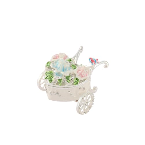 Image of QIFU Hand Painted Small Silver Carriage Style Enamel Jewelry Trinket Box, Unique Gift for Family