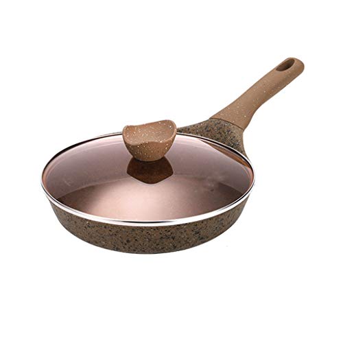 Sartén Antiadherente Cacerola con tapa de vidrio – Granite 26cm sartén antiadherente recubierto de piedra-Coated derivados de inducción for freír Pot Inicio filete Sartén, menos aceite y humo, Visual