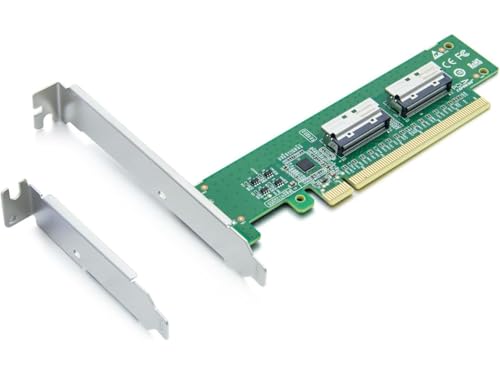 H!Fiber 2 Port MCIO(74pin) 8i to PCIe X16 Adapter, Gen5 PCIe5.0