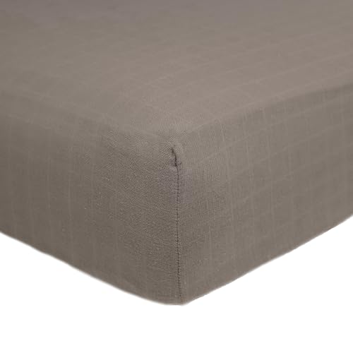 Image of Little Unicorn Premium Crib Sheet | Breathable & Super-Soft Muslin Fabric (Mocha)