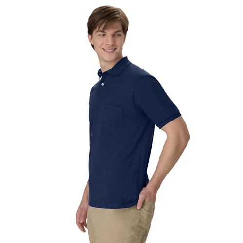 Hanes Men's Short-Sleeve Jersey Pocket Polo (Pack of 2), Navy, Large by Hanes - Used condition - Image 5