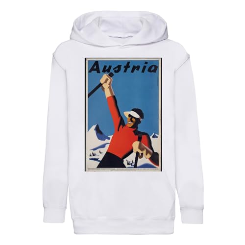 Sweat à capuche enfant Autriche ski au style art déco vintage haut de gamme