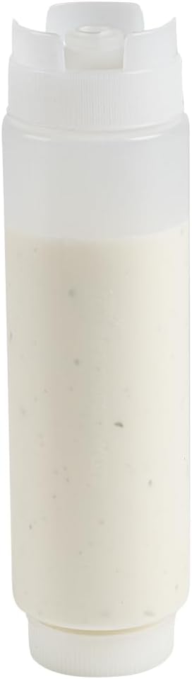 Restaurantware 32oz and 16oz First In First Out Inverted Plastic Squeeze Bottles with Refill and Dispensing Lids - Perfect for Restaurants Catering and Food Trucks