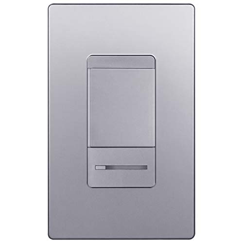 Topgreener Dimmer With Light Adjustment Slider, Single Pole Or 3 Way, 150W Led, 600W Incandescent/Halogen, Silver/Enerlites Screwless Decorator Plate Child Safe Cover, 1 Gang 4.68" H X 2.93" L, Silver #TOP24