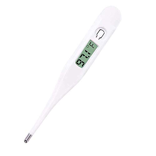 Waterproof Digital LCD Thermometer with Metal Probe for Oral, Rectal, and Armpit Use