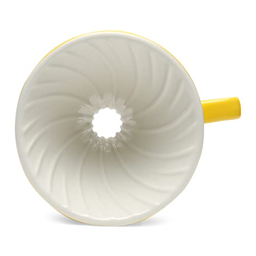 Image of THE BARISTA CUP Ceramic V60 Coffee Dripper Cup /Funnel | Size 02 (3-4 Cups) | Pourover Coffee | Use With Conical Filter Papers | Slow Manual Brew | Strong Smooth Flavour (Yellow)