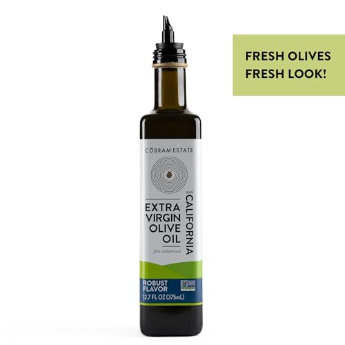 Cobram Estate Robust 100% California Extra Virgin Olive Oil, First Cold Pressed, Non-GMO, Keto Friendly, High in Antioxidants, Bold & Spicy, 375ml Bottle