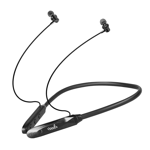 Image of Voods Nova Plus Wireless Neckband Bluetooth Earphones, 30H Playtime, Bluetooth 5.4, 10mm Deep Bass Drivers, Magnetic Earbuds, Dual Device Pairing, Type-C Fast Charging, IPX5 Water Resistant (Black)