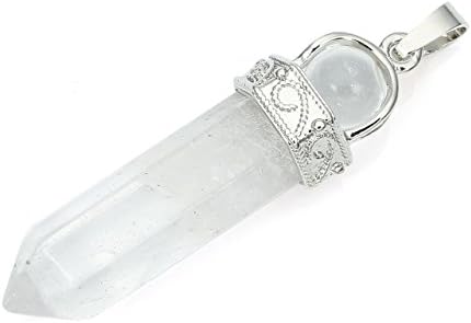 JSDDE Silver Alloy Natural Quartz Stone Reiki Healing Crystal Gemstone Pendant Necklace Jewelry with Chain