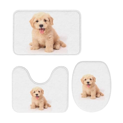 トイレマット ゴールデンレトリバー かわいい いぬ 犬 3点セット 足元マット 便座カバー マットフタカバー U型 O型 トイレ兼用 滑り止め おしゃれ バスマット 洗える 浴室 玄関 家庭用 ホテル用