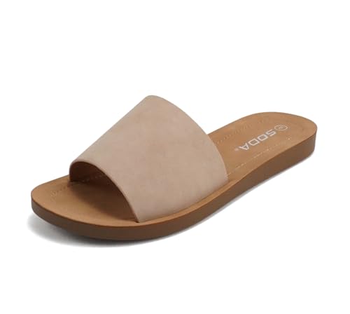 Image of Soda Shoes Efron-S Women Flip Flops Basic Plain Slippers Slip On Sandals Slides Casual Peep Toe Beach