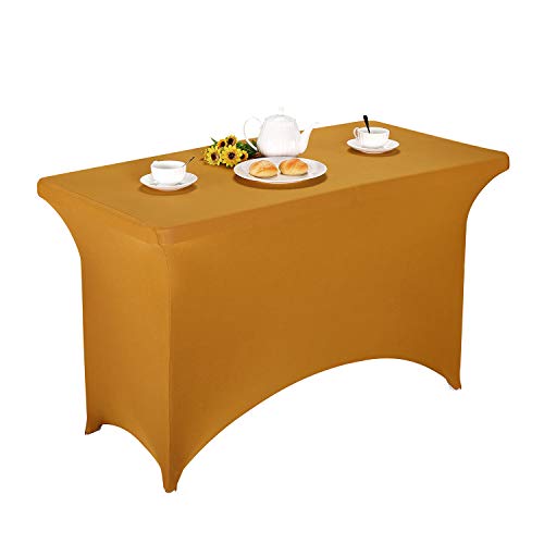 LZY Spandex Fitted Stretch Table Cover for 4ft or 6ft or 8ft Folding Table, Rectangular Cocktail Tablecloth, Perfect for Party or Banquet