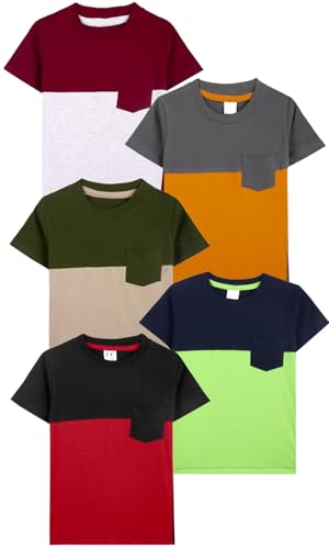 Image of T2F Boy's Solid Regular Fit T-Shirt (Pack of 5)