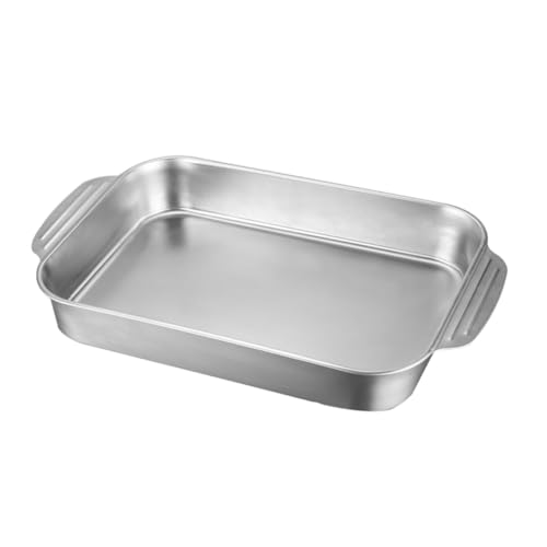 Ipetboom Bandeja Inoxidable para Horno con Asas Antideslizantes Capacidad Multifunción para Asar Pescado Sushi y Pasta para Reuniones Familiares y Fiestas