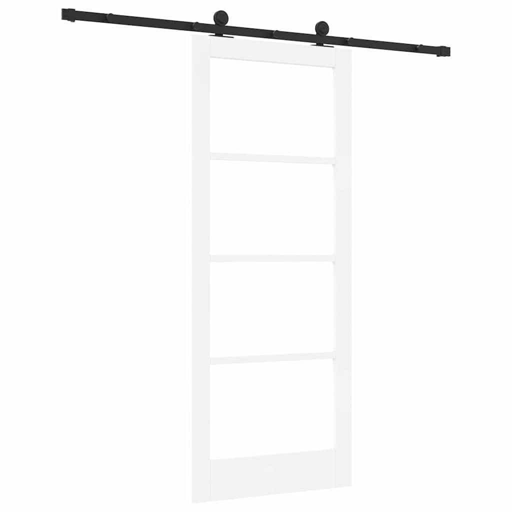 Orkdal drzwi przesuwne czarno-białe 83 x 202 cm | Lite drewno sosnowe i szkło hartowane, ciche przesuwanie się, do salonu, sypialni, kuchni
