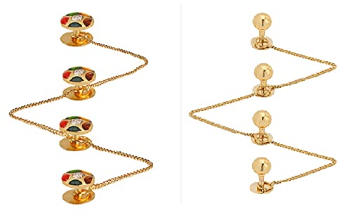 tripin Brass Kurta Buttons Combo with Multi Color and Golden Ball with Chain (Multi Color + Golden Ball)-picture-5